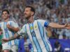 El festejo de Messi tras su triplete (REUTERS).